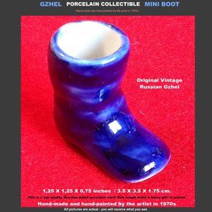 Russian Vintage GZHEL Porcelain / MINI BOOT /1970s